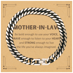 Mother-In-Law Cuban Link Chain Bracelet, Live the life you've always imagined, Inspirational Gifts For Mother-In-Law, Birthday Christmas Motivational Gifts For Mother-In-Law