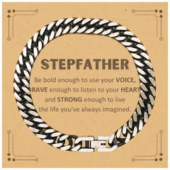 Stepfather Cuban Link Chain Bracelet, Live the life you've always imagined, Inspirational Gifts For Stepfather, Birthday Christmas Motivational Gifts For Stepfather