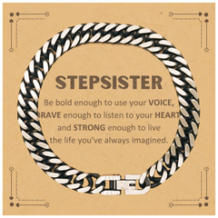 Stepsister Cuban Link Chain Bracelet, Live the life you've always imagined, Inspirational Gifts For Stepsister, Birthday Christmas Motivational Gifts For Stepsister