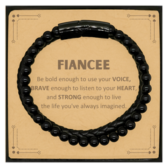 Fiancee Stone Leather Bracelets, Live the life you've always imagined, Inspirational Gifts For Fiancee, Birthday Christmas Motivational Gifts For Fiancee