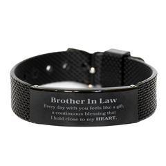 Cute Brother In Law Gifts, Every day with you feels like a gift, Lovely Brother In Law Black Shark Mesh Bracelet, Birthday Christmas Unique Gifts For Brother In Law