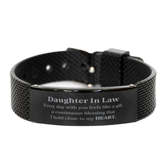 Cute Daughter In Law Gifts, Every day with you feels like a gift, Lovely Daughter In Law Black Shark Mesh Bracelet, Birthday Christmas Unique Gifts For Daughter In Law