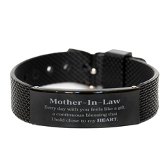 Cute Mother-In-Law Gifts, Every day with you feels like a gift, Lovely Mother-In-Law Black Shark Mesh Bracelet, Birthday Christmas Unique Gifts For Mother-In-Law