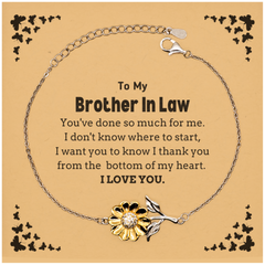 To My Brother In Law Gifts, I thank you from the bottom of my heart, Thank You Sunflower Bracelet For Brother In Law, Birthday Christmas Cute Brother In Law Gifts