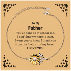 To My Father Gifts, I thank you from the bottom of my heart, Thank You Sunflower Bracelet For Father, Birthday Christmas Cute Father Gifts