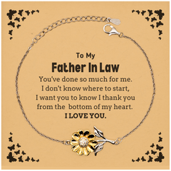 To My Father In Law Gifts, I thank you from the bottom of my heart, Thank You Sunflower Bracelet For Father In Law, Birthday Christmas Cute Father In Law Gifts