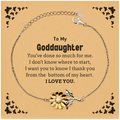 To My Goddaughter Gifts, I thank you from the bottom of my heart, Thank You Sunflower Bracelet For Goddaughter, Birthday Christmas Cute Goddaughter Gifts