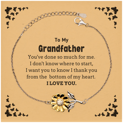 To My Grandfather Gifts, I thank you from the bottom of my heart, Thank You Sunflower Bracelet For Grandfather, Birthday Christmas Cute Grandfather Gifts