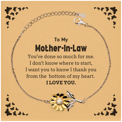 To My Mother-In-Law Gifts, I thank you from the bottom of my heart, Thank You Sunflower Bracelet For Mother-In-Law, Birthday Christmas Cute Mother-In-Law Gifts