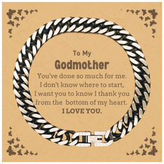 To My Godmother Gifts, I thank you from the bottom of my heart, Thank You Cuban Link Chain Bracelet For Godmother, Birthday Christmas Cute Godmother Gifts