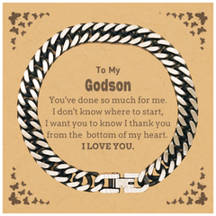 To My Godson Gifts, I thank you from the bottom of my heart, Thank You Cuban Link Chain Bracelet For Godson, Birthday Christmas Cute Godson Gifts