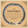 To My Bonus Daughter Gifts, I thank you from the bottom of my heart, Thank You Cuban Link Chain Bracelet For Bonus Daughter, Birthday Christmas Cute Bonus Daughter Gifts