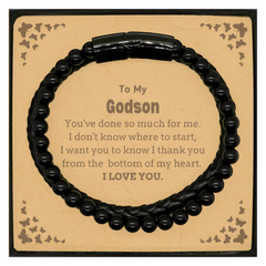 To My Godson Gifts, I thank you from the bottom of my heart, Thank You Stone Leather Bracelets For Godson, Birthday Christmas Cute Godson Gifts