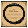 To My Little Sister Gifts, I thank you from the bottom of my heart, Thank You Stone Leather Bracelets For Little Sister, Birthday Christmas Cute Little Sister Gifts