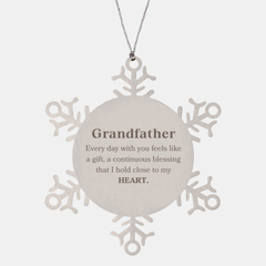 Cute Grandfather Gifts, Every day with you feels like a gift, Lovely Grandfather Snowflake Ornament, Birthday Christmas Unique Gifts For Grandfather