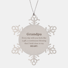 Cute Grandpa Gifts, Every day with you feels like a gift, Lovely Grandpa Snowflake Ornament, Birthday Christmas Unique Gifts For Grandpa