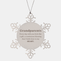 Cute Grandparents Gifts, Every day with you feels like a gift, Lovely Grandparents Snowflake Ornament, Birthday Christmas Unique Gifts For Grandparents