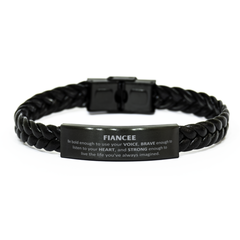 Fiancee Braided Leather Bracelet, Live the life you've always imagined, Inspirational Gifts For Fiancee, Birthday Christmas Motivational Gifts For Fiancee