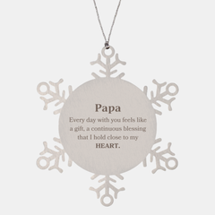 Cute Papa Gifts, Every day with you feels like a gift, Lovely Papa Snowflake Ornament, Birthday Christmas Unique Gifts For Papa