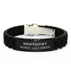 Proud Kentucky Gifts, Born and bred, Kentucky State Christmas Birthday Black Glidelock Clasp Bracelet For Men, Women, Friends