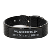 Proud Wisconsin Gifts, Born and bred, Wisconsin State Christmas Birthday Black Shark Mesh Bracelet For Men, Women, Friends