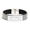 Proud South Carolina Gifts, Born and bred, South Carolina State Christmas Birthday Stainless Steel Bracelet For Men, Women, Friends