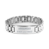 Proud Arkansas Gifts, Born and bred, Arkansas State Christmas Birthday Ladder Stainless Steel Bracelet For Men, Women, Friends