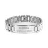 Proud Florida Gifts, Born and bred, Florida State Christmas Birthday Ladder Stainless Steel Bracelet For Men, Women, Friends