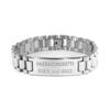 Proud Massachusetts Gifts, Born and bred, Massachusetts State Christmas Birthday Ladder Stainless Steel Bracelet For Men, Women, Friends