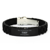 Funny Chef Gifts, Because I am the Chef, Appreciation Gifts for Chef, Birthday Black Glidelock Clasp Bracelet For Men, Women, Friends