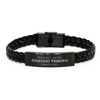 Funny Assistant Principal Gifts, Because I am the Assistant Principal, Appreciation Gifts for Assistant Principal, Birthday Braided Leather Bracelet For Men, Women, Friends