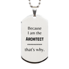 Funny Architect Gifts, Because I am the Architect, Appreciation Gifts for Architect, Birthday Silver Dog Tag For Men, Women, Friends
