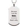 Funny Model Gifts, Because I am the Model, Appreciation Gifts for Model, Birthday Silver Dog Tag For Men, Women, Friends