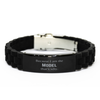 Funny Model Gifts, Because I am the Model, Appreciation Gifts for Model, Birthday Black Glidelock Clasp Bracelet For Men, Women, Friends