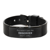Funny Observer Gifts, Because I am the Observer, Appreciation Gifts for Observer, Birthday Black Shark Mesh Bracelet For Men, Women, Friends