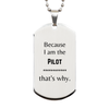 Funny Pilot Gifts, Because I am the Pilot, Appreciation Gifts for Pilot, Birthday Silver Dog Tag For Men, Women, Friends