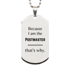Funny Postmaster Gifts, Because I am the Postmaster, Appreciation Gifts for Postmaster, Birthday Silver Dog Tag For Men, Women, Friends