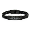 Funny Nuclear Technologist Gifts, Because I am the Nuclear Technologist, Appreciation Gifts for Nuclear Technologist, Birthday Braided Leather Bracelet For Men, Women, Friends