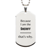 Funny Sheriff Gifts, Because I am the Sheriff, Appreciation Gifts for Sheriff, Birthday Silver Dog Tag For Men, Women, Friends