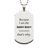 Funny Sheriff Deputy Gifts, Because I am the Sheriff Deputy, Appreciation Gifts for Sheriff Deputy, Birthday Silver Dog Tag For Men, Women, Friends