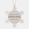 Funny Aerospace Engineer Gifts, Because I am the Aerospace Engineer, Appreciation Gifts for Aerospace Engineer, Birthday Snowflake Ornament For Men, Women, Friends