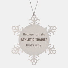 Funny Athletic Trainer Gifts, Because I am the Athletic Trainer, Appreciation Gifts for Athletic Trainer, Birthday Snowflake Ornament For Men, Women, Friends