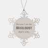 Funny Mixologist Gifts, Because I am the Mixologist, Appreciation Gifts for Mixologist, Birthday Snowflake Ornament For Men, Women, Friends