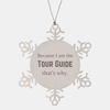 Funny Tour Guide Gifts, Because I am the Tour Guide, Appreciation Gifts for Tour Guide, Birthday Snowflake Ornament For Men, Women, Friends