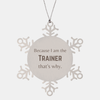 Funny Trainer Gifts, Because I am the Trainer, Appreciation Gifts for Trainer, Birthday Snowflake Ornament For Men, Women, Friends
