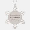 Funny Veterinarian Gifts, Because I am the Veterinarian, Appreciation Gifts for Veterinarian, Birthday Snowflake Ornament For Men, Women, Friends