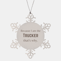 Funny Trucker Gifts, Because I am the Trucker, Appreciation Gifts for Trucker, Birthday Snowflake Ornament For Men, Women, Friends