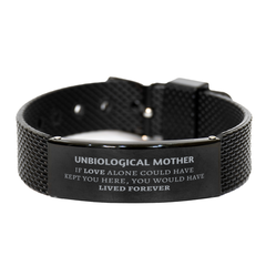 Sympathy Gifts For Loss Of Unbiological Mother Memorial Black Shark Mesh Bracelet Gifts, Unbiological Mother If love alone could have kept you here, you would have lived forever., In Loving Memory Unbiological Mother Remembrance Gifts