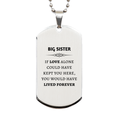 Sympathy Gifts For Loss Of Big Sister Memorial Silver Dog Tag Gifts, Big Sister If love alone could have kept you here, you would have lived forever., In Loving Memory Big Sister Remembrance Gifts