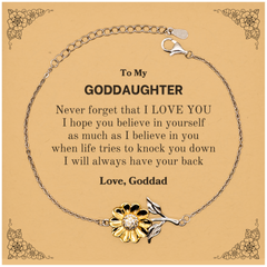 To My Goddaughter Sunflower Bracelet, Supporting Gifts for Goddaughter from Goddad, Goddaughter Birthday Christmas Graduation Goddaughter Never forget that I love you I hope you believe in yourself as much as I believe in you. Love, Goddad